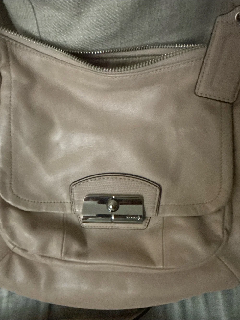 Coach Leather Kristen Hobo Shoulder Bag in Taupe - Women's Everyday Hobo